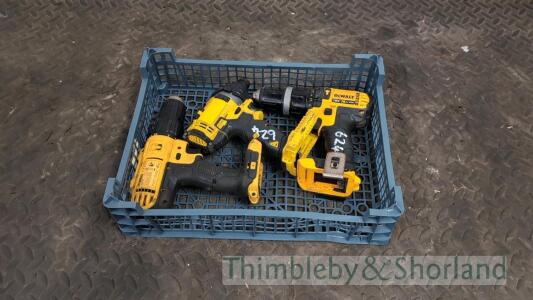 3 Dewalt cordless drills