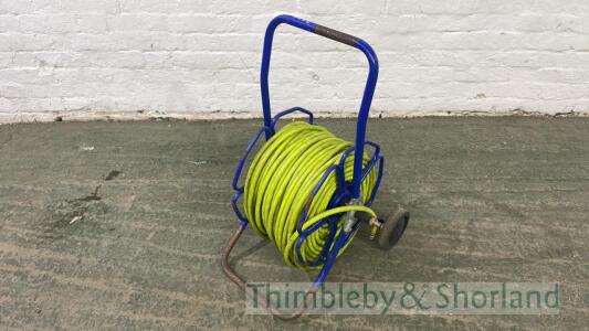 Hose reel and hose, 100m, 8mm Steamline high vis hose