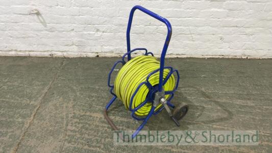 Hose reel and hose, 100m, 8mm Steamline high vis hose