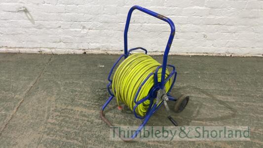 Hose reel and hose, 100m, 8mm Steamline high vis hose