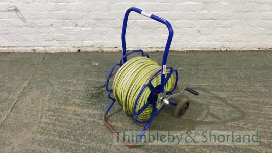 Hose reel and hose, 100m, 8mm Steamline high vis hose