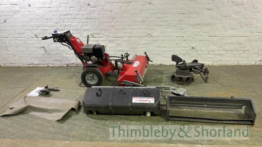 Kersten petrol yard sweeper with 2 collector boxes and metal bristle attachment brush