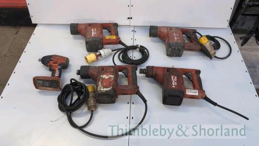 4 Hilti TE104 breakers and Hilti cordless impact wrench