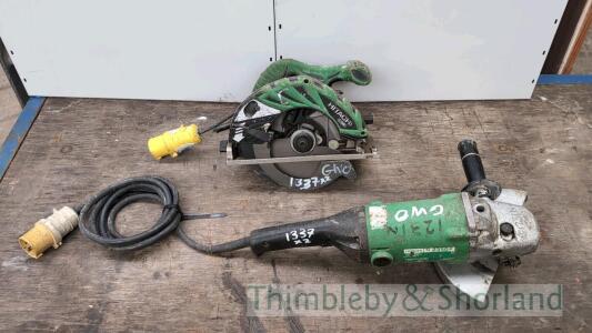 Hitachi angle grinder and circular saw