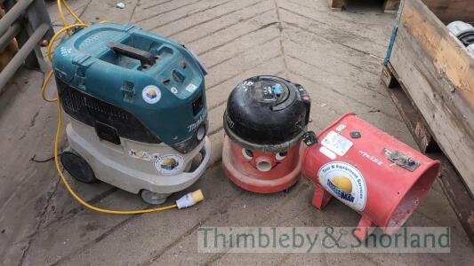 2 vacuums and air mover