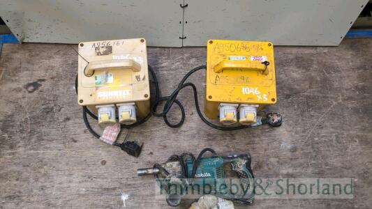 2 no 3kva transformers and Makita core drill A956161, A950696, A941717