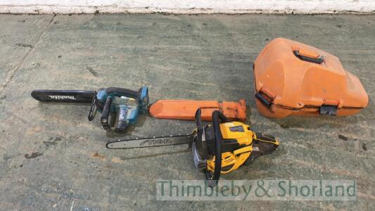 Stiga SP385 chain saw and Makita DUC302 cordless chain saw