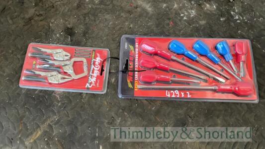 3pc mini pliers set and 8pc screwdriver set