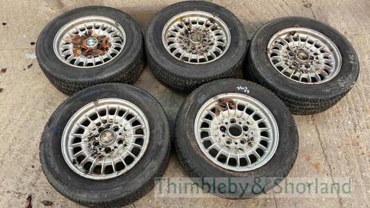 5 BMW alloy wheels and tyres