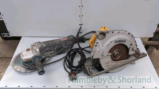 Angle grinder and Dewalt circular saw