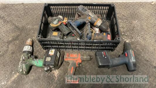 Quantity of various cordless drills