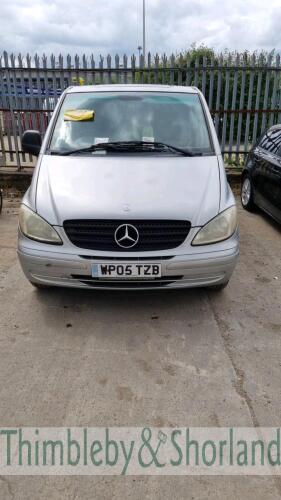 MERCEDES VITO 115 CDI COMPACT - WP05 TZB Date of registration: 29.07.2005 2148cc, diesel, 6 speed manual, silver Odometer reading at last MOT: 142,294 miles MOT expiry date: 03.11.2020 No key, V5 available