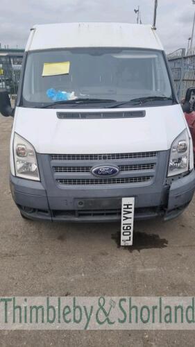 FORD TRANSIT 100 T350 RWD - LO61 YVH Date of registration: 22.02.2012 2198cc, diesel, 6 speed manual, white Odometer reading at last MOT: 106,483 miles MOT expiry date: 21.05.2021 No key, V5 available
