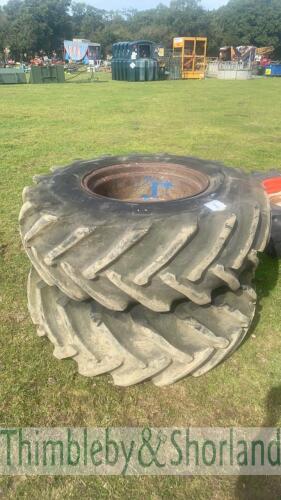 Pair of 8 stud wheels and tyres