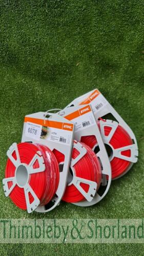 3 no Stihl 2.7mm round strimmer cord 65m