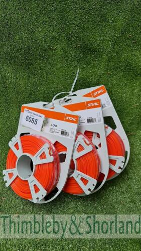 3 no Stihl 2.4mm round strimmer cord 41m