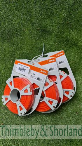 3 no Stihl 2.4mm round strimmer cord 41m