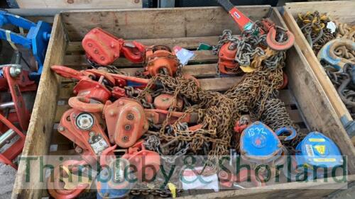 Pallet of Chain Blocks + Lever Hoists