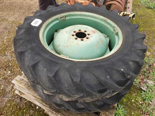 Pair of 8 stud 12.4/11-28 tractor wheels & tyres