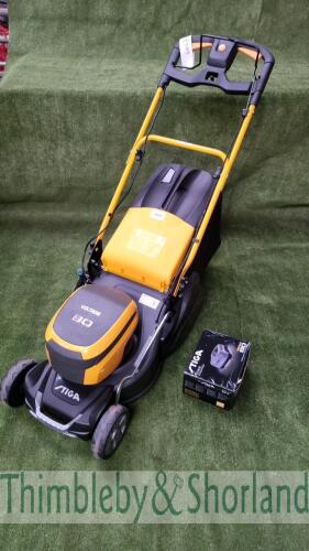 Stiga NTL430 cordless mower with battery, charger & grass collector, unused